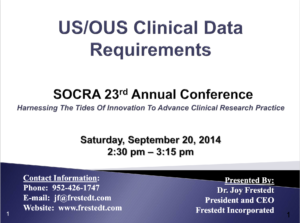 SOCRA 23rd Annual Conference: US/OUS Clinical Data Requirements flyer