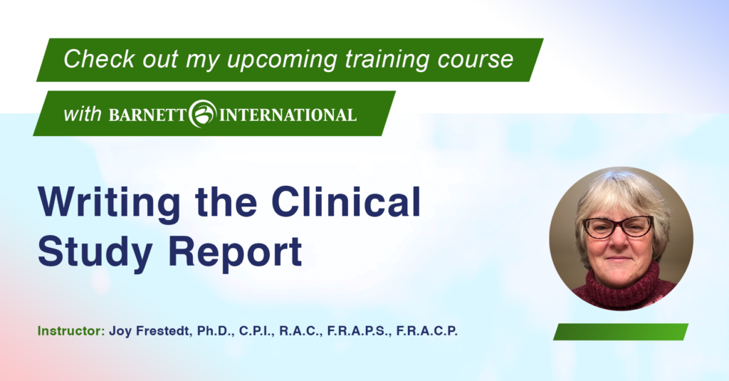Upcoming Training Course: Writing the Clinical Study Report