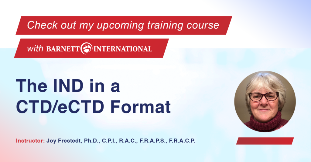 Upcoming Course: The IND in a CTD/eCTD Format