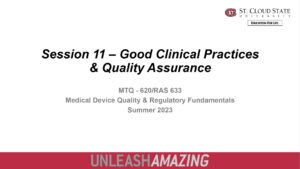 screenshot from slideshow on Good Clinical Practices & Quality Assurance